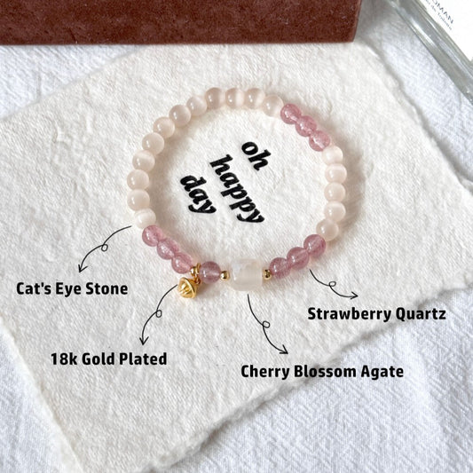 Pink Quartz Agate Bracelet