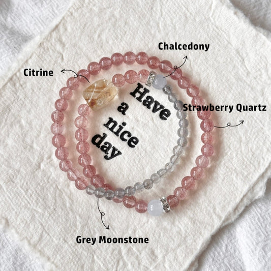 Citrine Strawberry Quartz Jade Bracelet