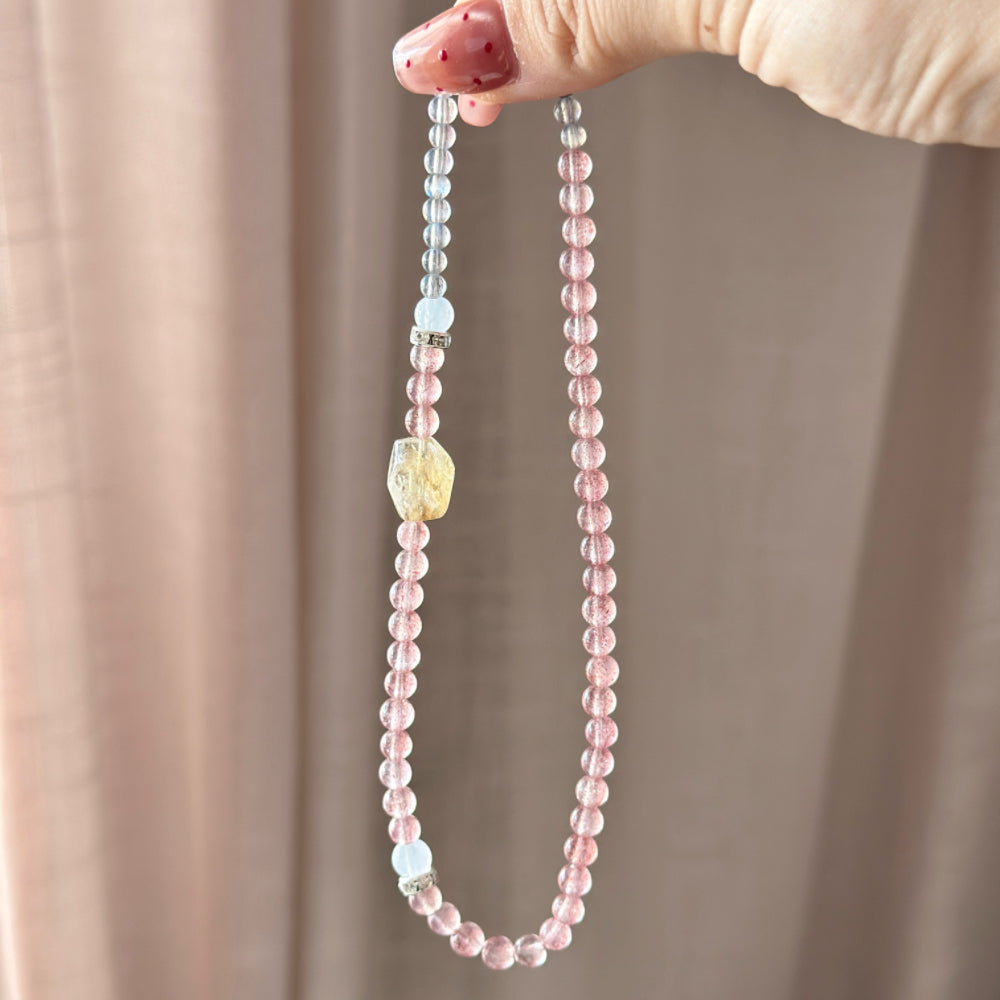 Citrine Strawberry Quartz Jade Bracelet