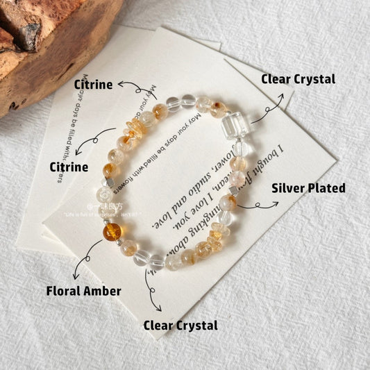 Citrine,Clear Quartz Bracelet