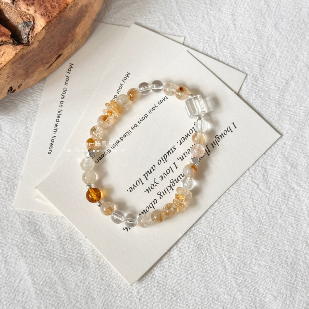 Citrine,Clear Quartz Bracelet