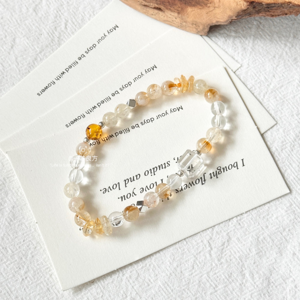 Citrine,Clear Quartz Bracelet