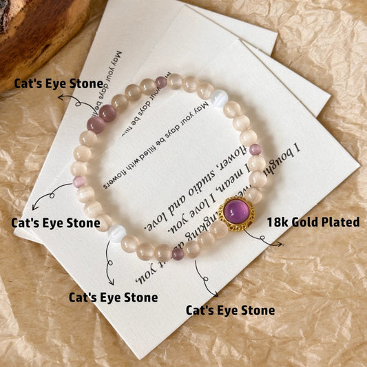 Purple Cat's Eye Stone Bracelet