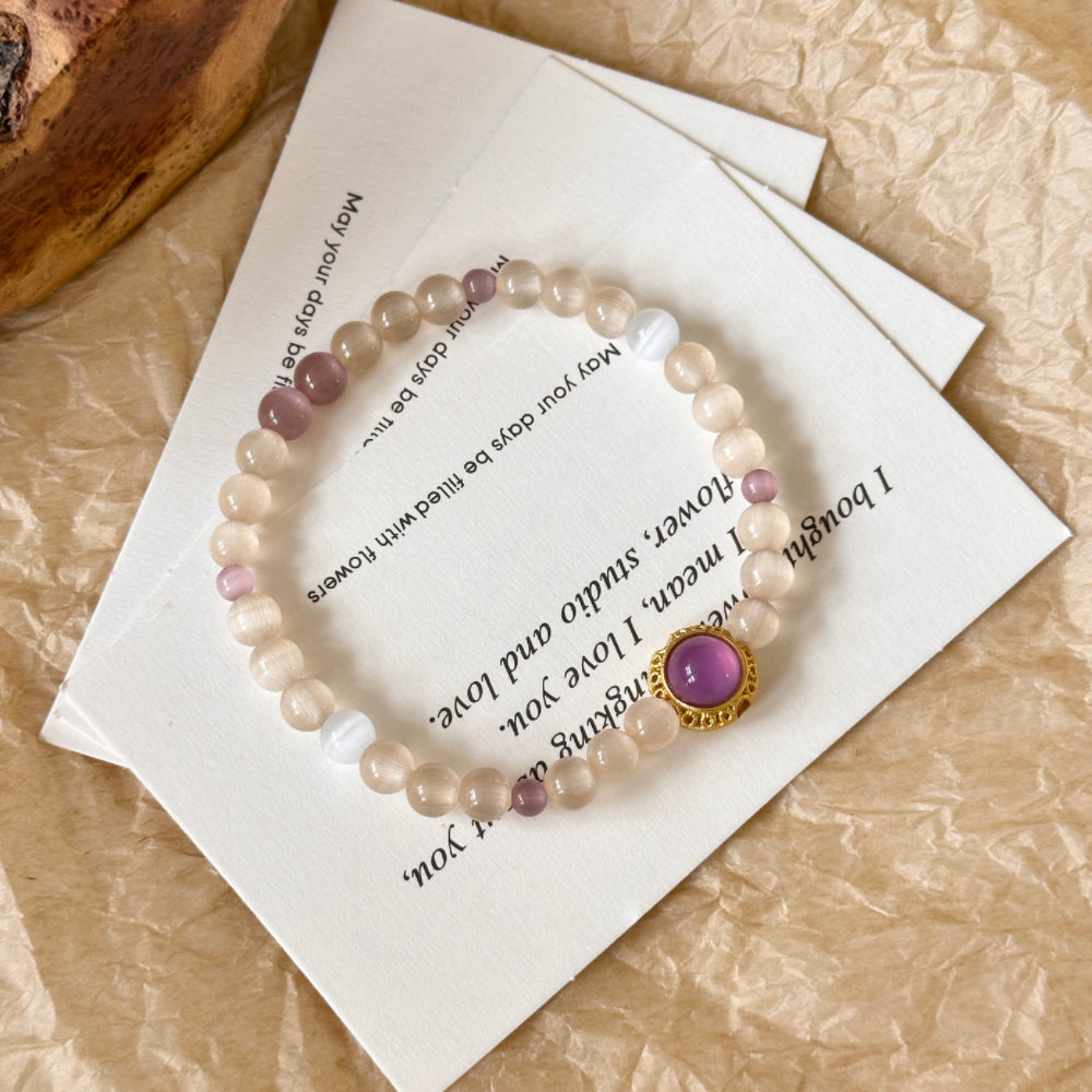 Purple Cat's Eye Stone Bracelet