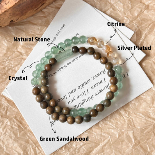 Sandalwood,Citrine,Crystal Bracelet