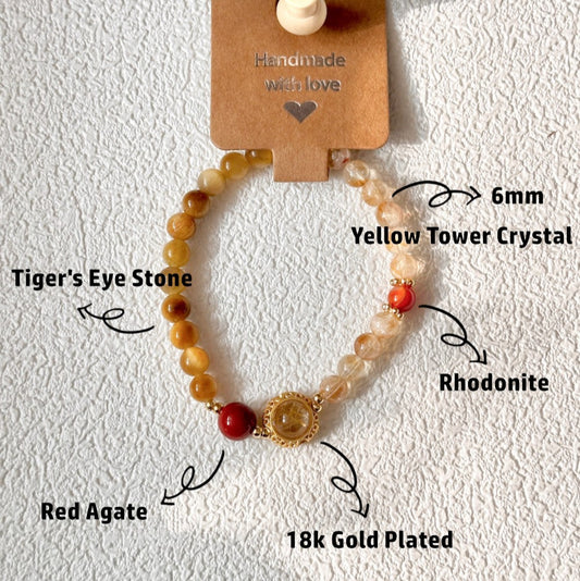 Citrine,Agate,Rhodonite Bracelet