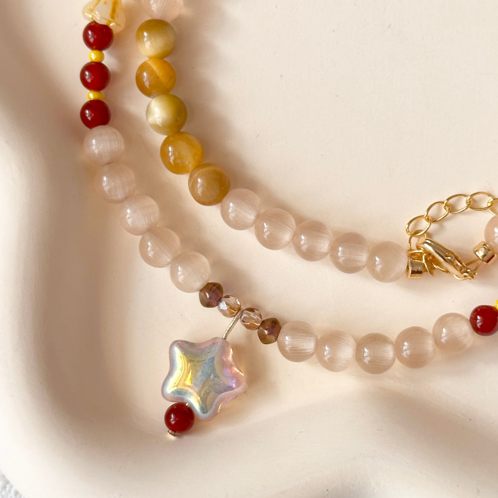 Tiger's Eye Stone,Agate,Star Neclace