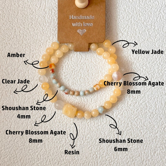 Jade,Agate,Amber Bead Bracelet