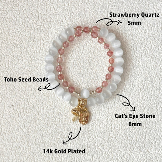 Strawberry Quartz,Crystal Bracelet