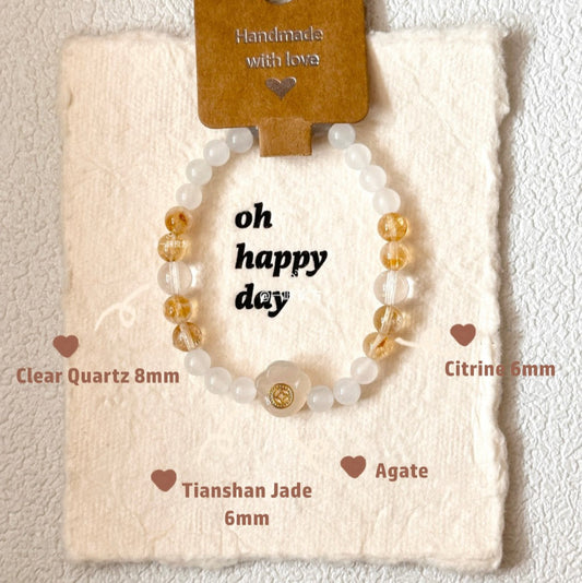Clear Quartz,Citrine Crystal Bracelet
