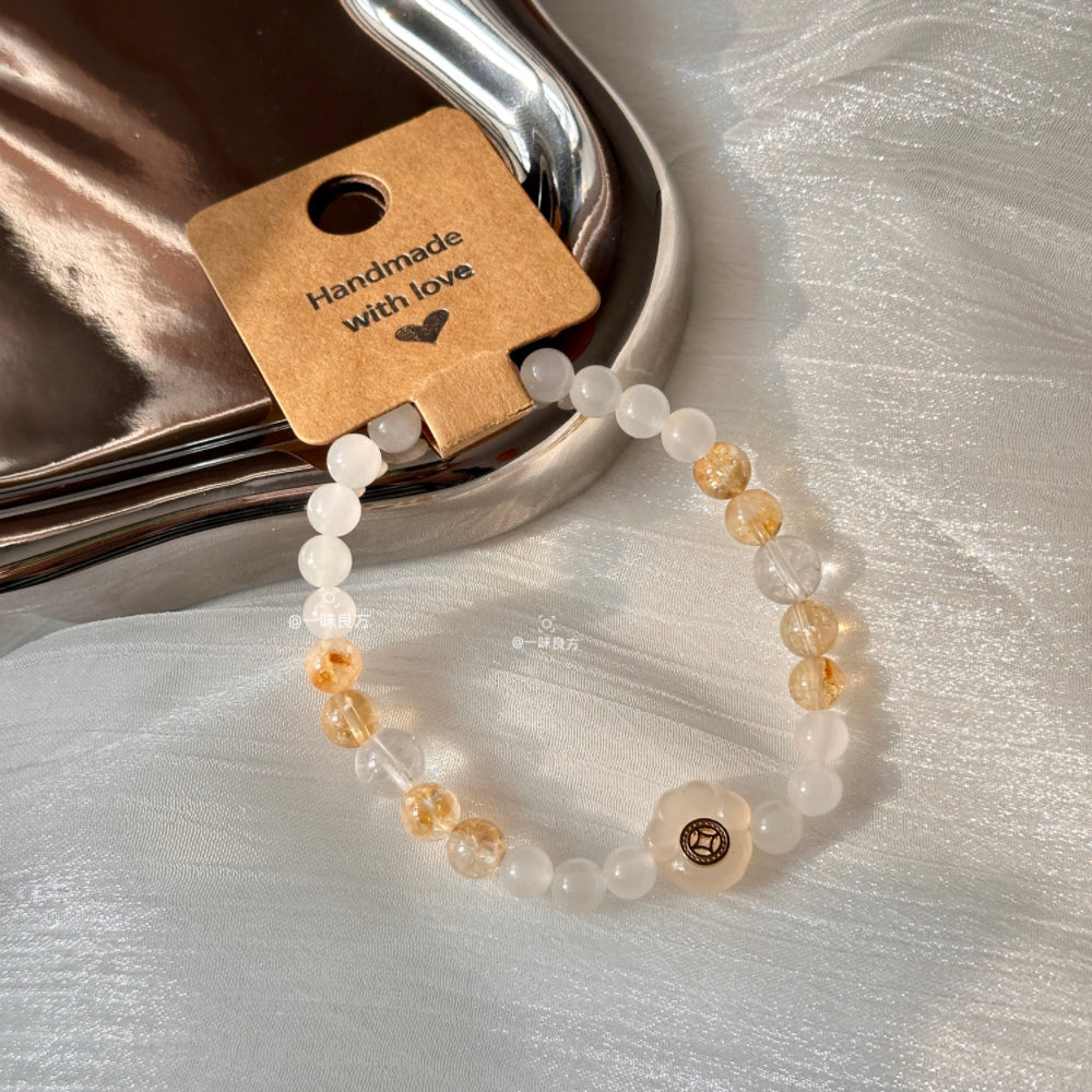 Clear Quartz,Citrine Crystal Bracelet