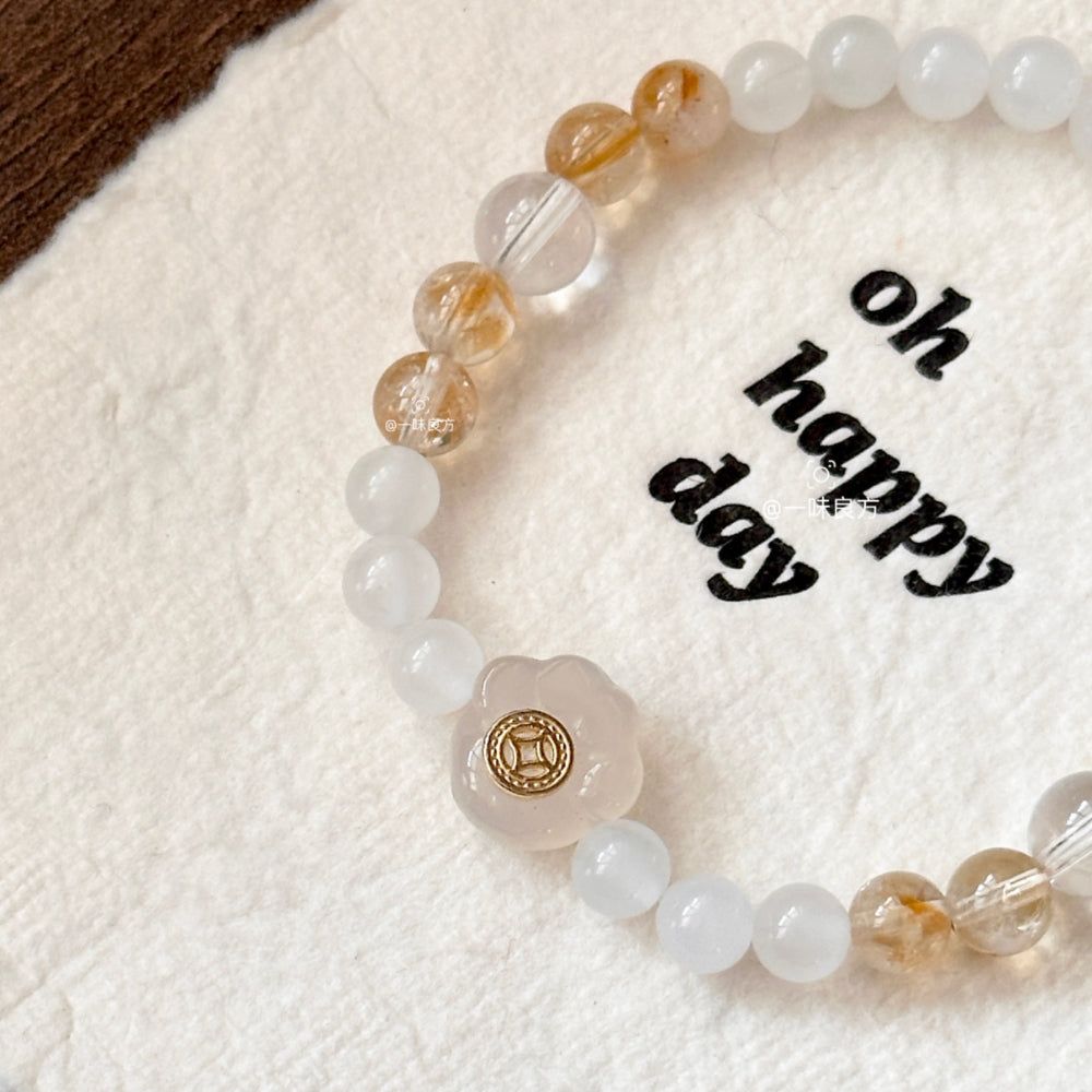 Clear Quartz,Citrine Crystal Bracelet