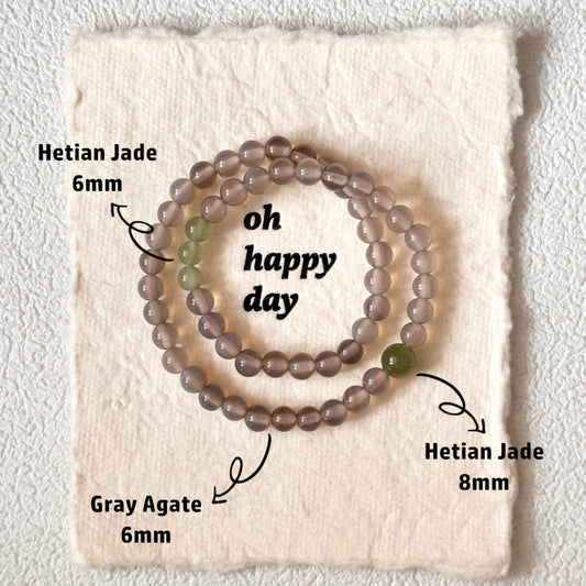 Grey Agate,Jade Bead Bracelet