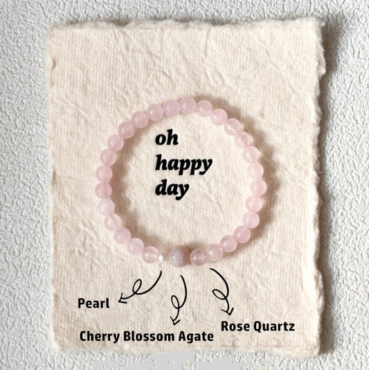 Agate,Rose Quartz,Pearl Love Bracelet