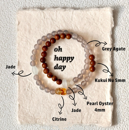 Agate,Sandalwood,Citrine Bracelet