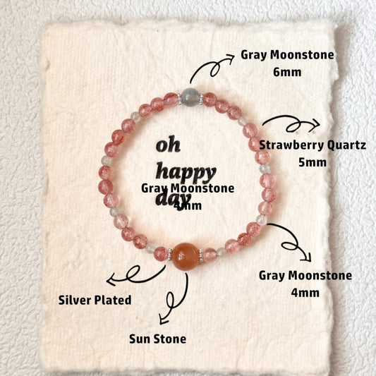 Sunstone&Moonstone,Quartz Bracelet