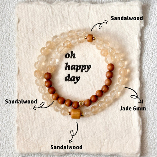 Sandalwood,Citrine,Quartz Bracelet