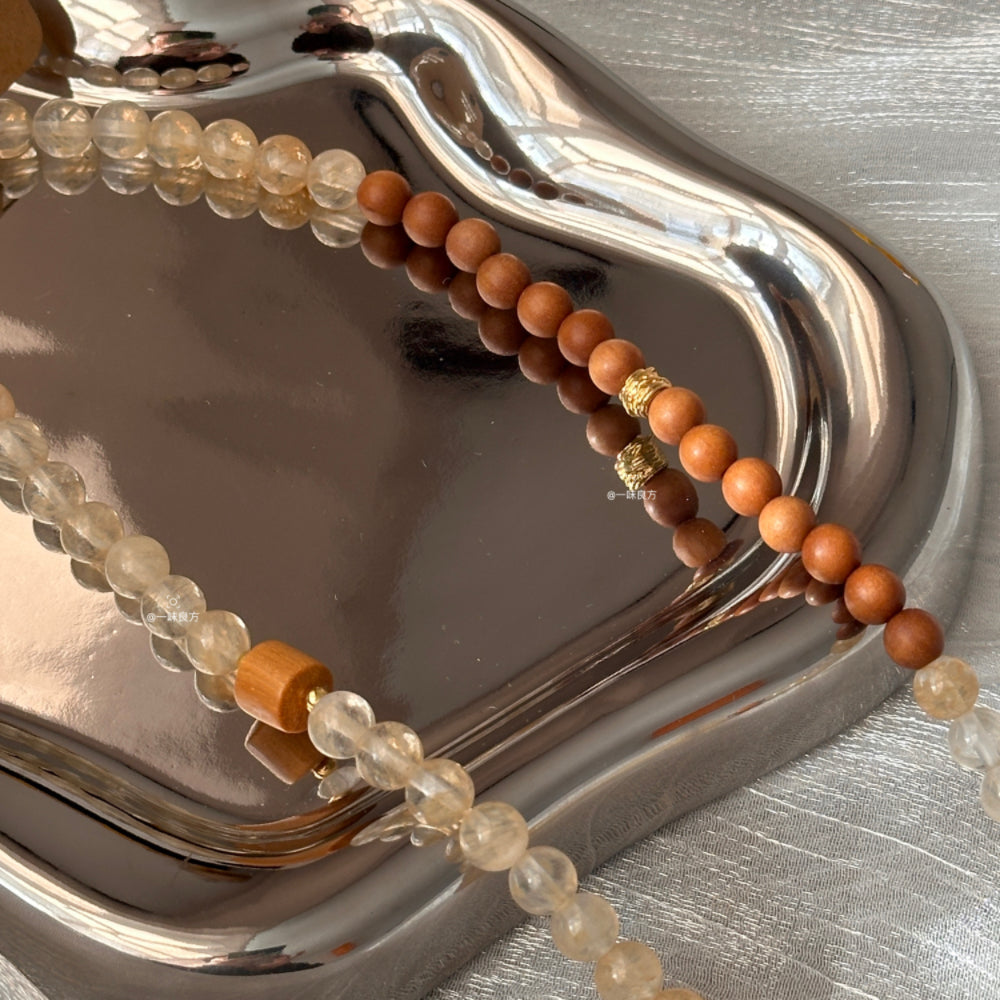 Sandalwood,Citrine,Quartz Bracelet