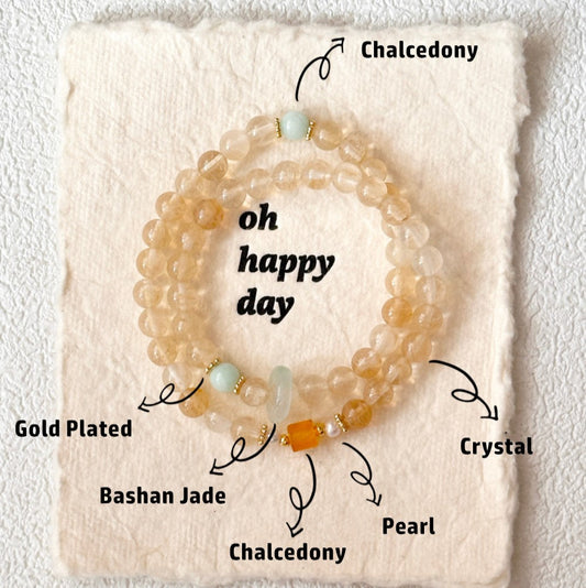 Citrine,Jade,Pearl,Crystal Bracelet