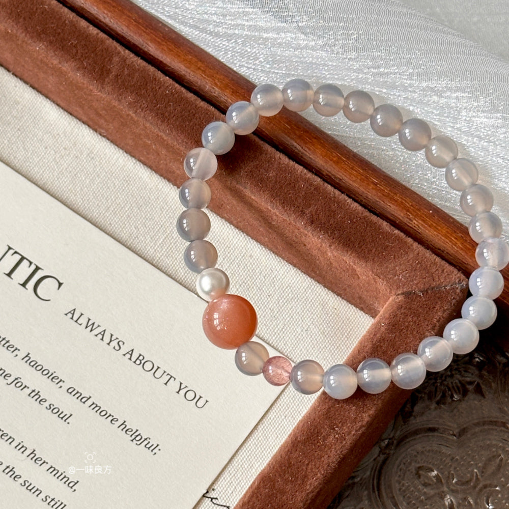 Agate,Sunstone,Pearl,Quartz Bracelet