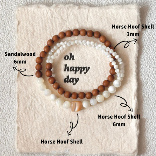 Sandalwood,Horse Hoof Shell Bracelet