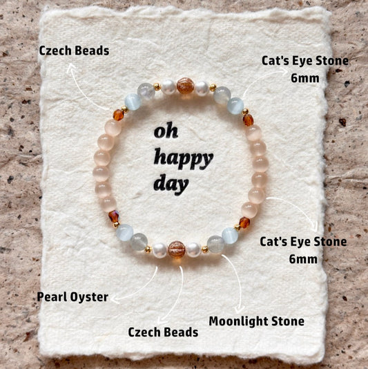 Moonstone,Pearl,Crystal Bracelet