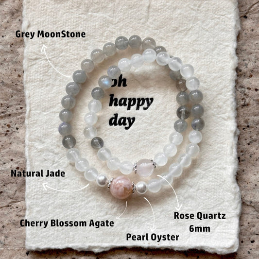 Moonstone,Agate,Rose Quartz Bracelet