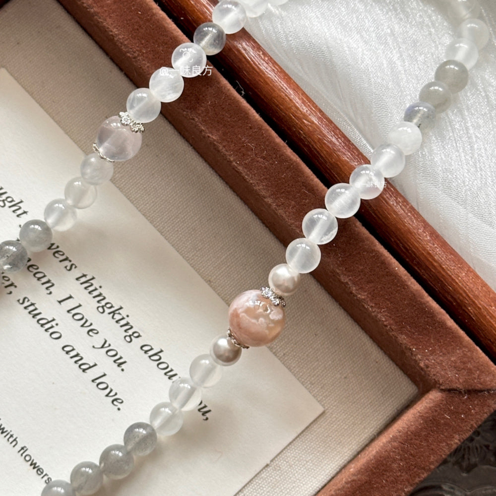 Moonstone,Agate,Rose Quartz Bracelet