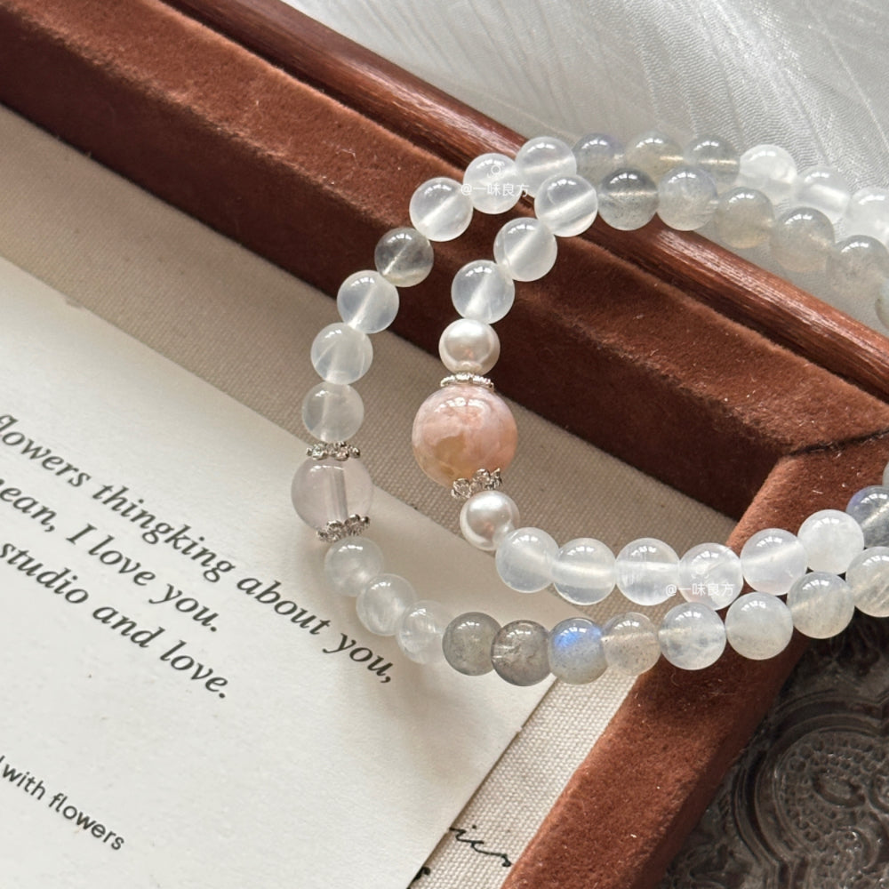 Moonstone,Agate,Rose Quartz Bracelet