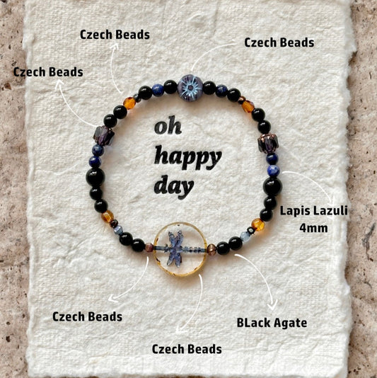 Butterfly Black Agate Obsidian Bracelet