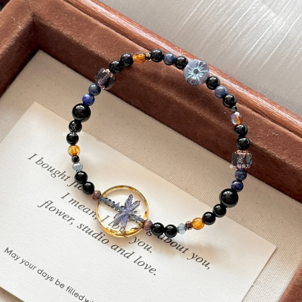 Butterfly Black Agate Obsidian Bracelet