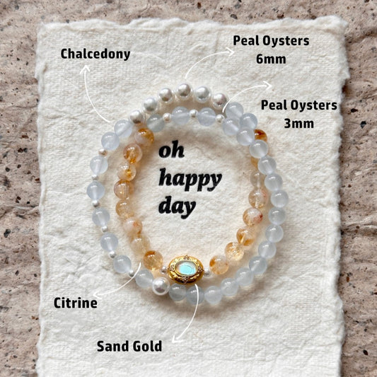 Citrine Blue Chalcedony Pearl Bracelet