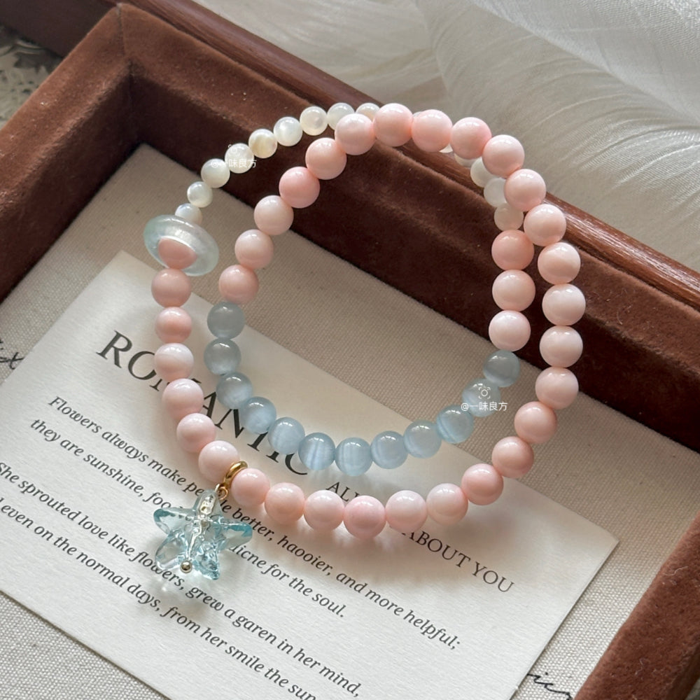 Pink Queen Conch Blue Star Bracelet