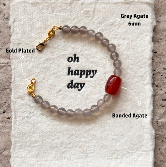 Grey Agate Gemstone Lucky Bracelet
