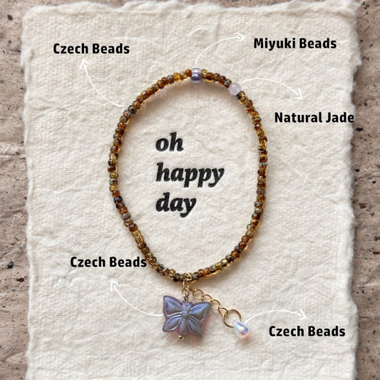 Vintage Butterful Chain Charm Bracelet