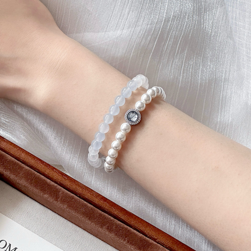 Moonstone Pearl Clear Quartz Jade Sunstone Bracelet