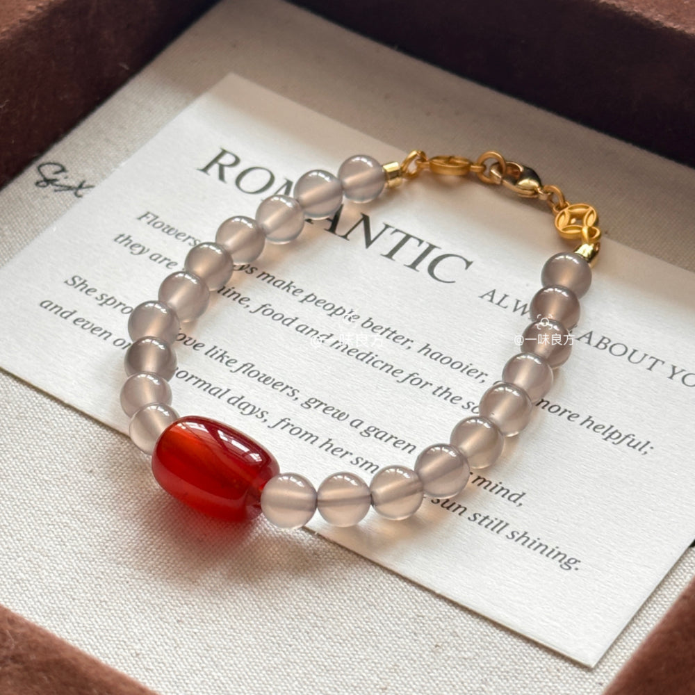 Grey Agate Gemstone Lucky Bracelet