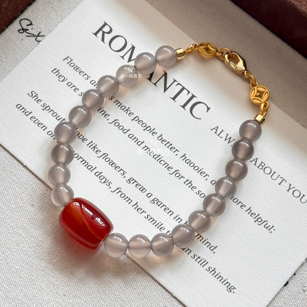 Grey Agate Gemstone Lucky Bracelet