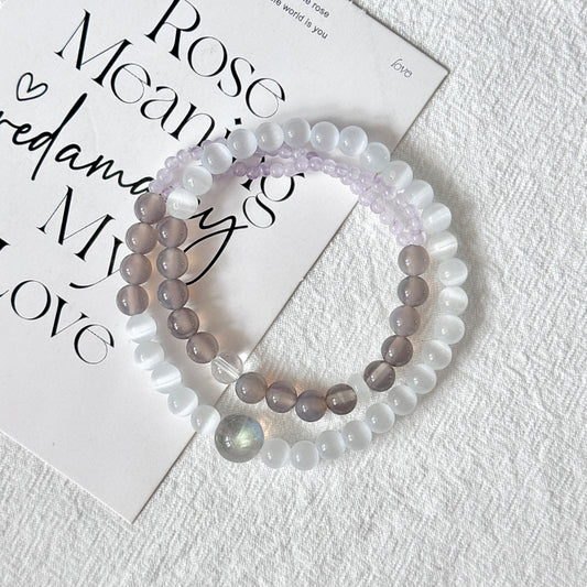 Moonstone,Clear Quartz,Jade,Agate Bracelet