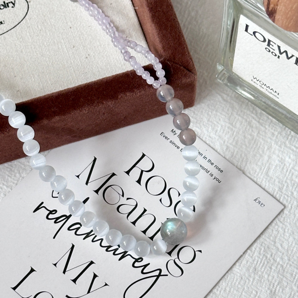 Moonstone,Clear Quartz,Jade,Agate Bracelet