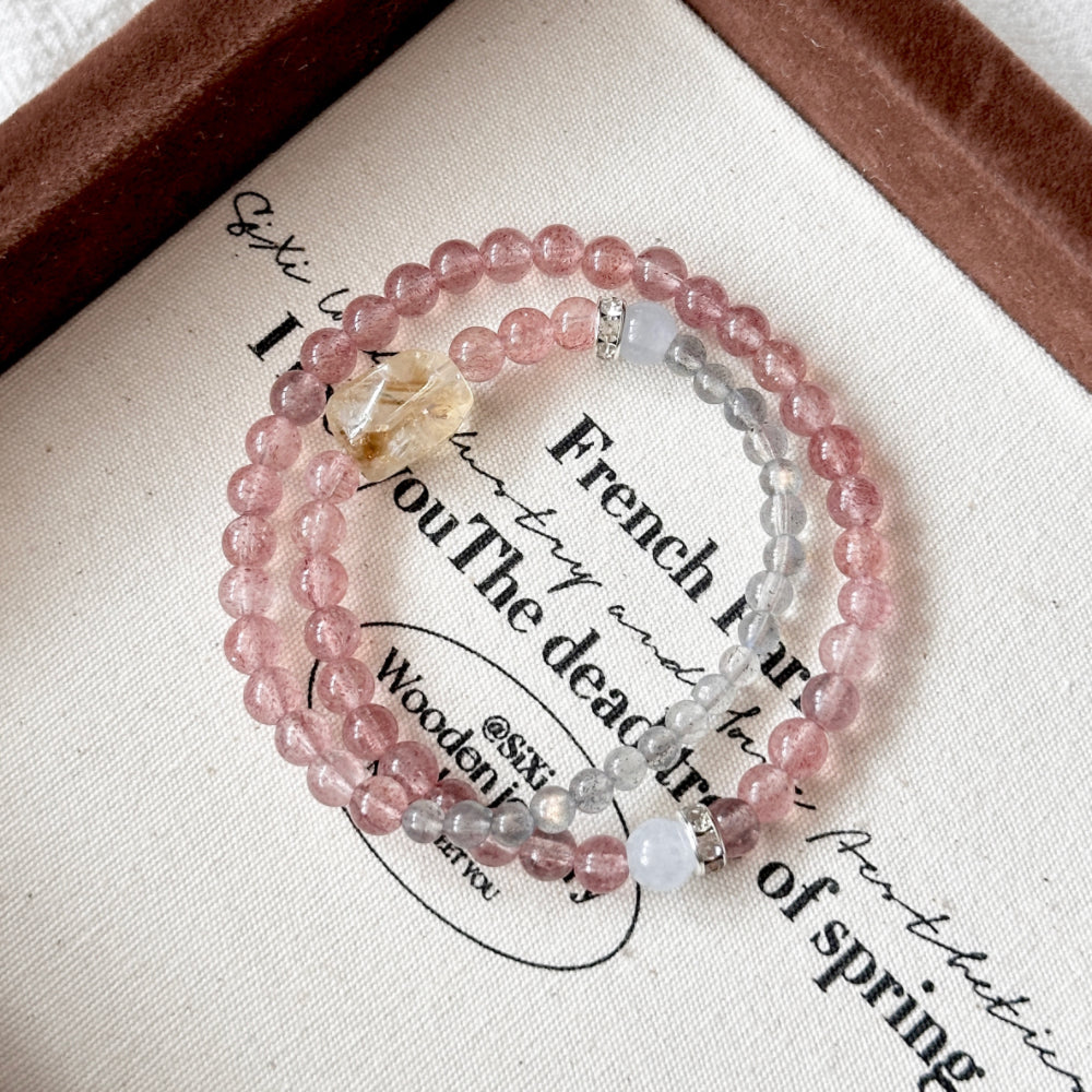 Citrine Strawberry Quartz Jade Bracelet
