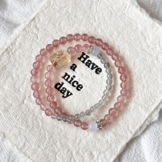 Citrine Strawberry Quartz Jade Bracelet