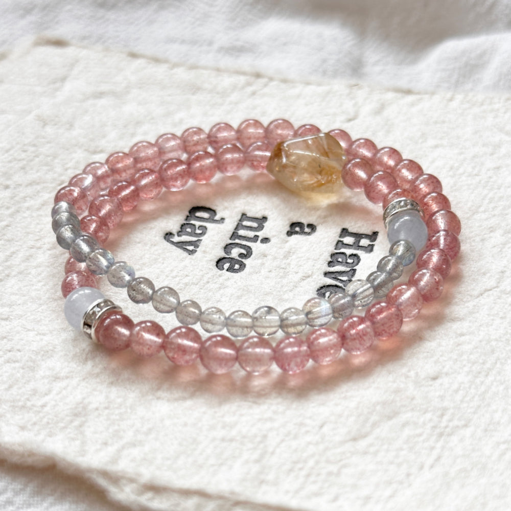 Citrine Strawberry Quartz Jade Bracelet