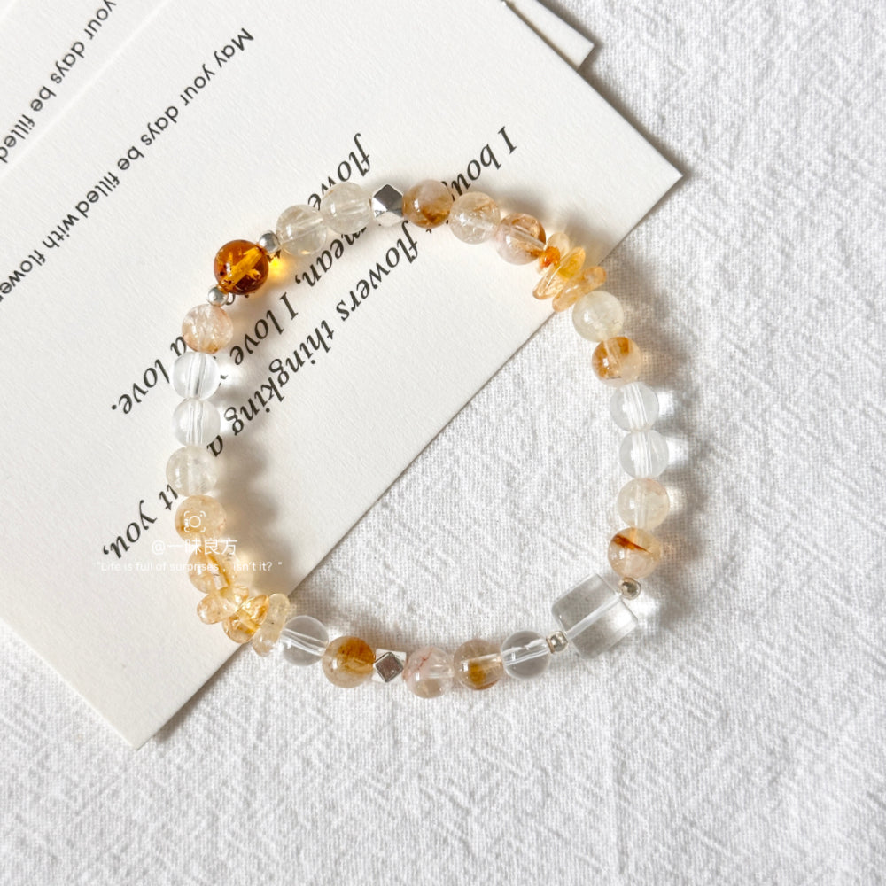 Citrine,Clear Quartz Bracelet