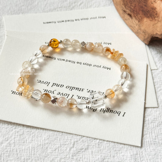 Citrine,Clear Quartz Bracelet
