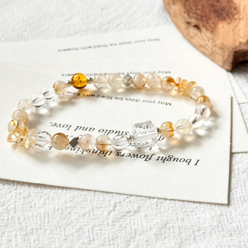 Citrine,Clear Quartz Bracelet
