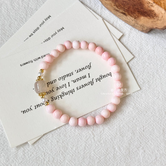 Pink Queen Conch,Agate Pearl Bracelet