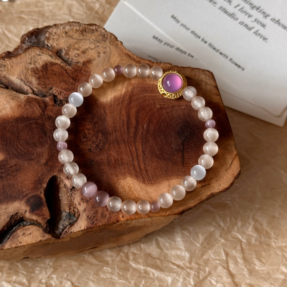 Purple Cat's Eye Stone Bracelet
