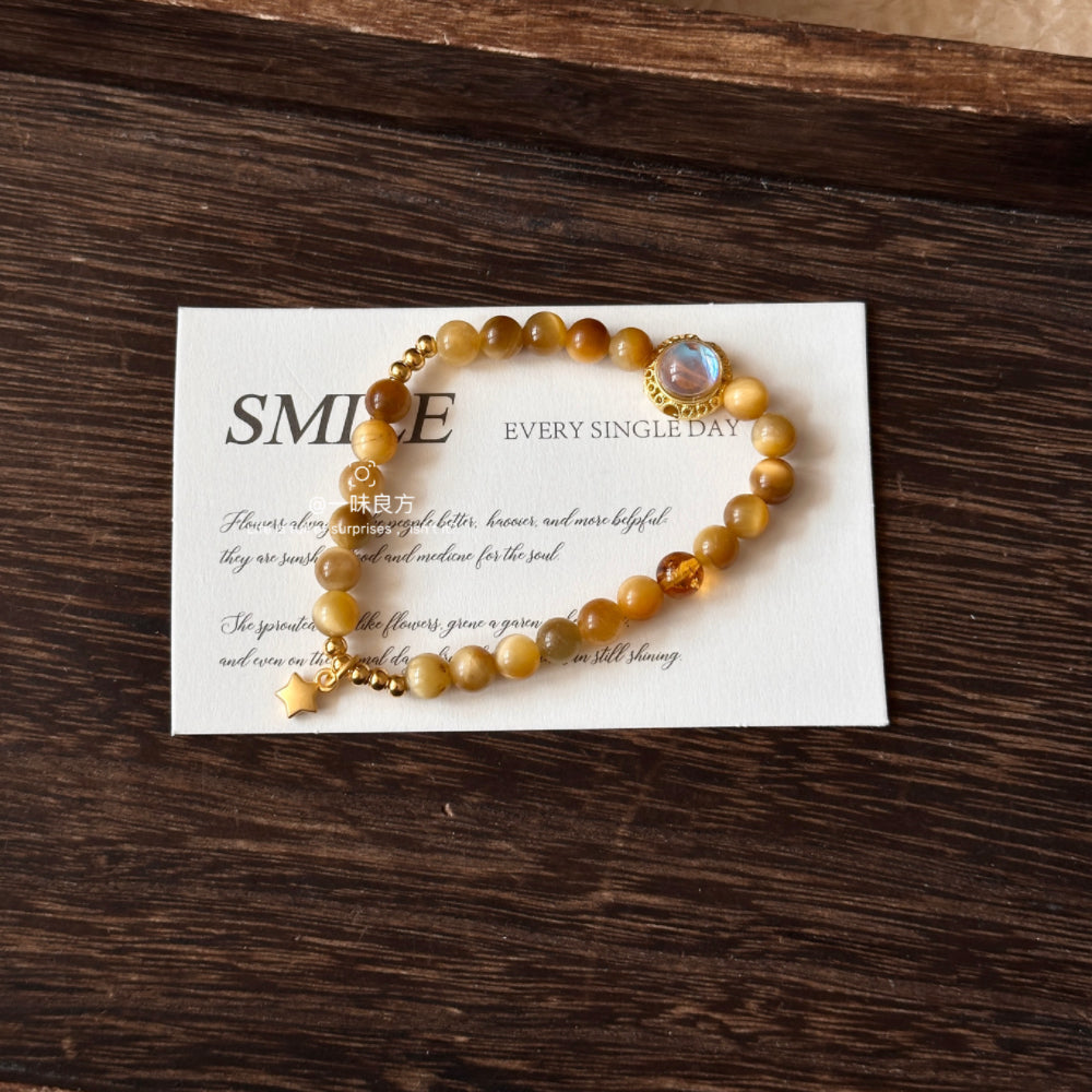 Tiger's Eye Stone,Floral Amber Bracelet