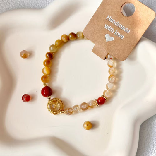 Citrine,Agate,Rhodonite Bracelet